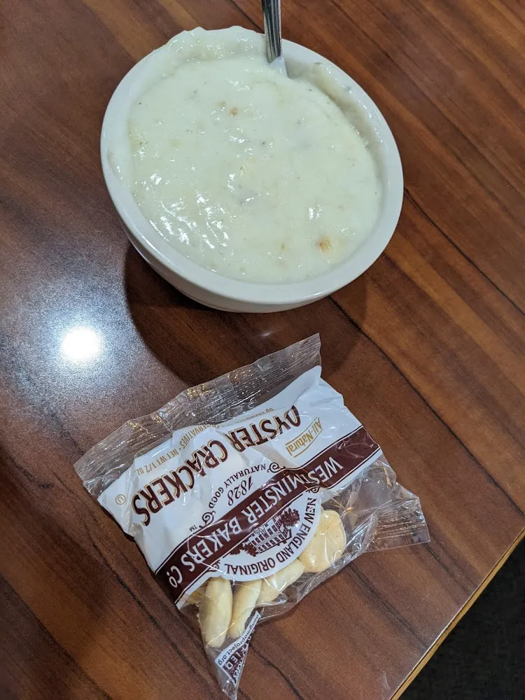 Clam Chowder with Crackers Part of the Salad Bar